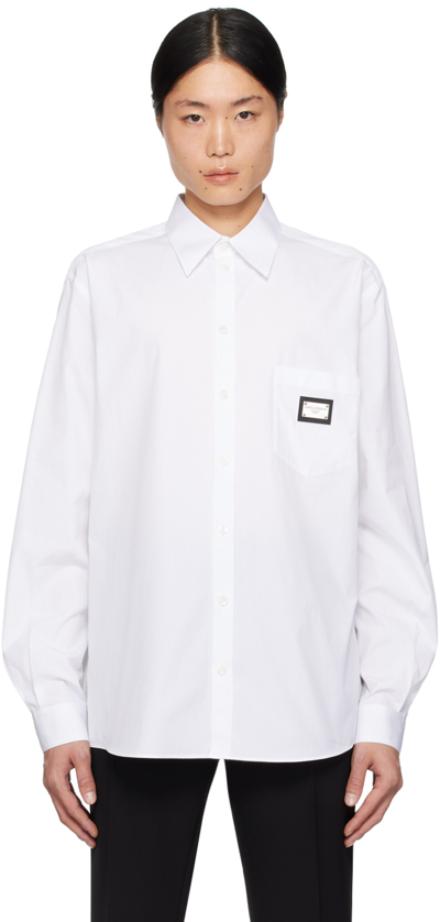 Shop Dolce & Gabbana White Martini-fit Shirt In Bianco Ottico