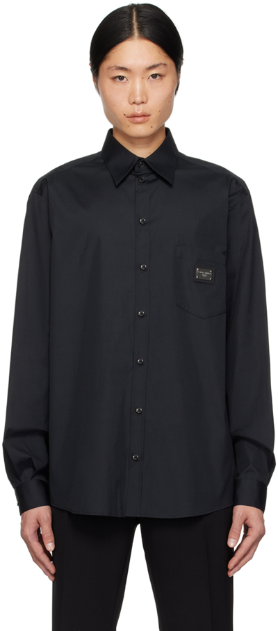 Shop Dolce & Gabbana Black Martini-fit Shirt In Nero