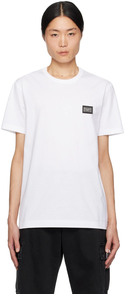 Shop Dolce & Gabbana White Branded T-shirt In Optical White
