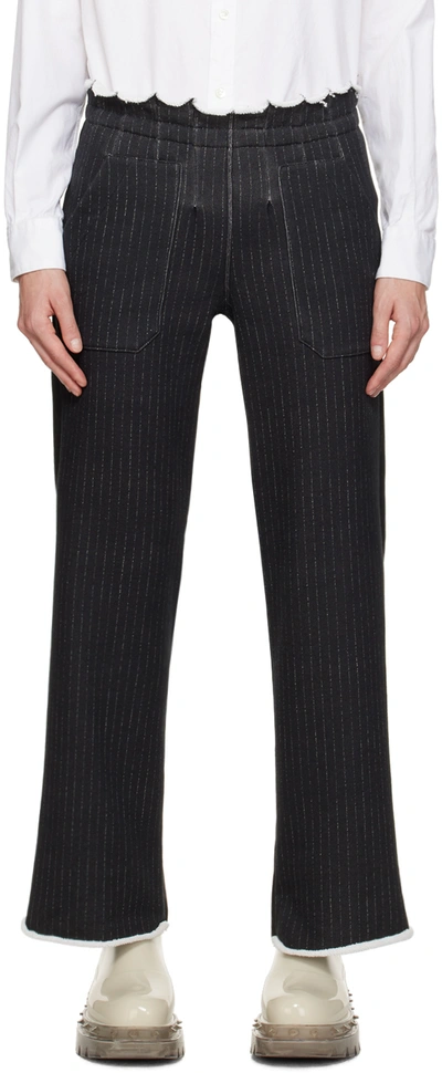 Shop Undercover Black Pinstripe Trousers In Black St