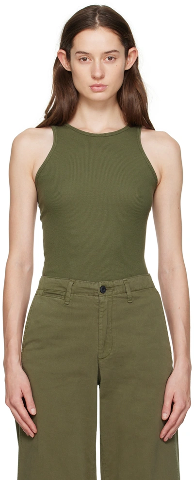 Rag & Bone The Essential Ribbed Tank Top In Olive Nigh