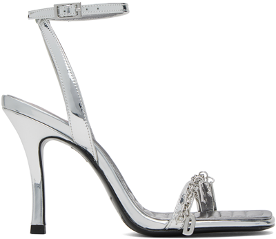 Shop Diesel Silver D-vina Sdl Heeled Sandals In T9002