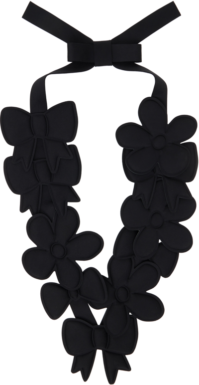 Shop Comme Des Garcons Girl Black Bow & Flower Necklace In 1 Black