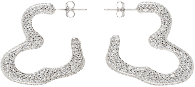 Shop Collina Strada Silver Super Heart Hoop Earrings In Crystal