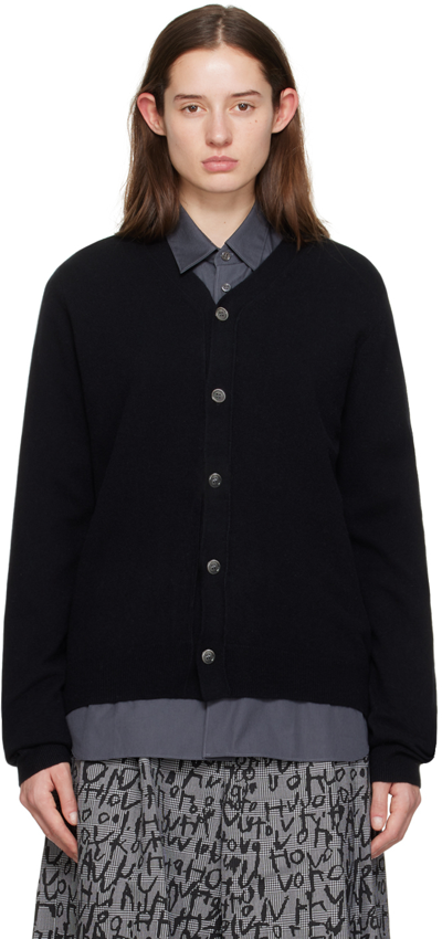 Shop Comme Des Garçons Shirt Black Y-neck Cardigan In 1 Black