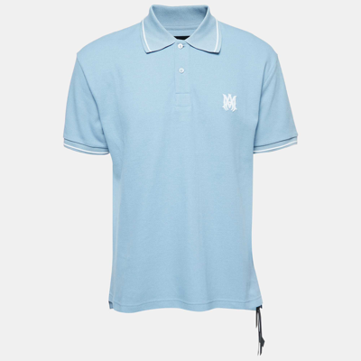 Pre-owned Amiri Blue Cotton Pique Logo Polo T-shirt S