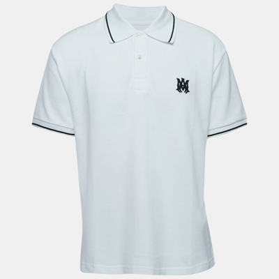 Pre-owned Amiri Whitecotton Pique Logo Polo T-shirt Xl
