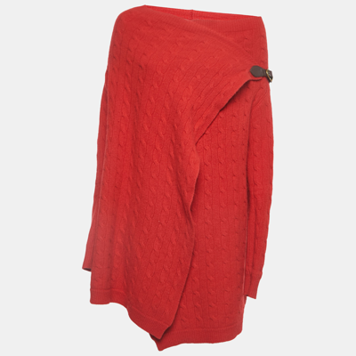 Pre-owned Ralph Lauren Ralph Luaren Red Patterned Wool Blend Cowl Neck Sweater M