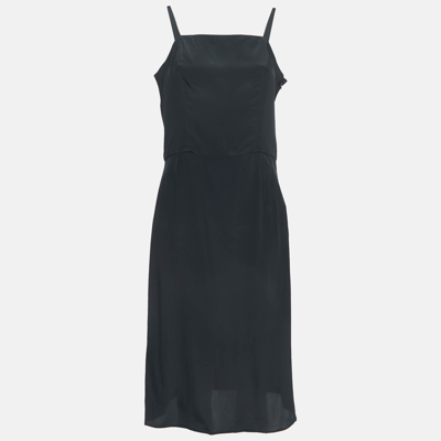 Pre-owned Balenciaga Black Crepe Strappy Midi Dress M