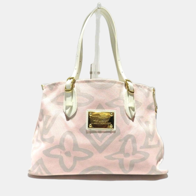 Pre-owned Louis Vuitton Pink Canvas Monogram Tahitienne Cabas Pm Tote Bag