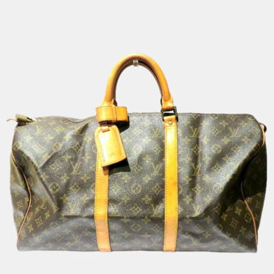 Pre-owned Louis Vuitton Brown Canvas Monogram Keepall 50 Travel Bag