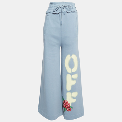 Pre-owned Off-white Blue Cotton Wide Leg Sweatpants Xxs