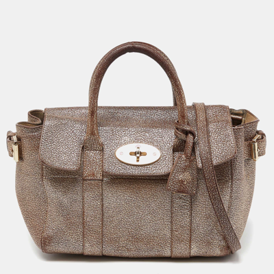 Pre-owned Mulberry Metallic Brown Leather Mini Bayswater Satchel