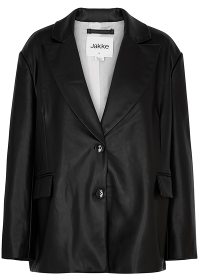 Shop Jakke Frankie Faux Leather Blazer In Black