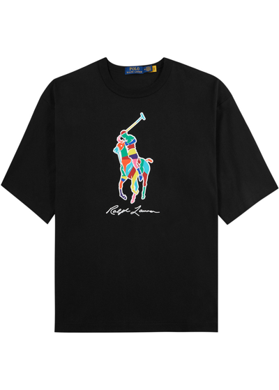 Shop Polo Ralph Lauren Logo-print Cotton T-shirt In Black