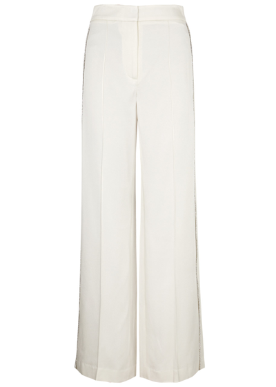 Shop Veronica Beard Millicent Satin Trousers In White