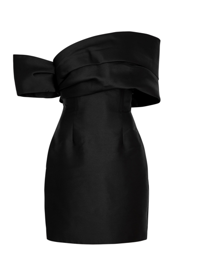 Shop Solace London Edda Satin Mini Dress In Black
