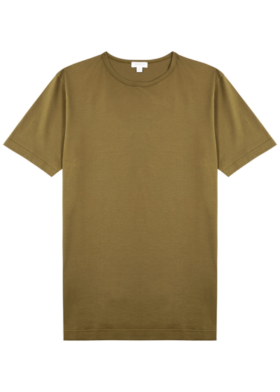Shop Sunspel Cotton T-shirt In Brown