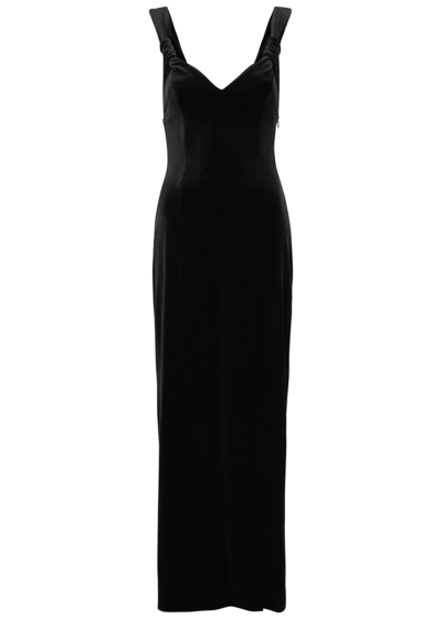 Shop Galvan Liza Velvet Maxi Dress In Black