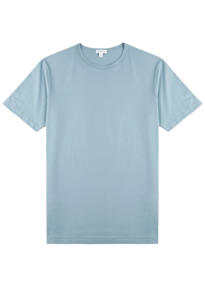 Shop Sunspel Cotton T-shirt In Blue