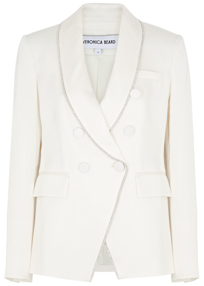 Shop Veronica Beard Jagger Dickey Crystal-embellished Satin Blazer In White