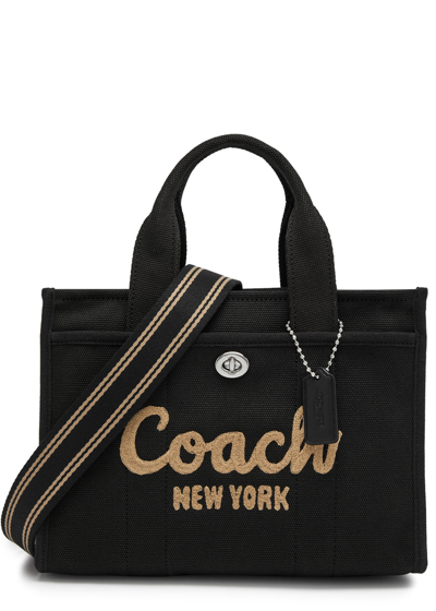 Shop Coach Cargo 26 Logo-embroidered Canvas Tote In Black