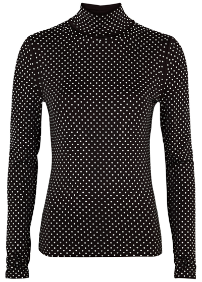 Shop Veronica Beard Parke Crystal-embellished Stretch-jersey Top In Black