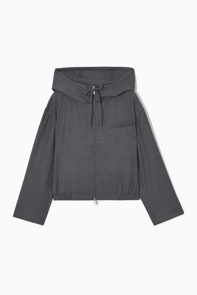 Shop Cos Tailored Wool Hooded Jacket In Grey