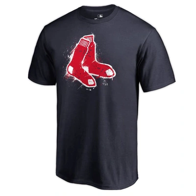 Shop Fanatics Branded Navy Boston Red Sox Splatter Logo T-shirt