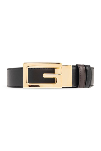 Shop Gucci Buckle Reversible Belt In Black