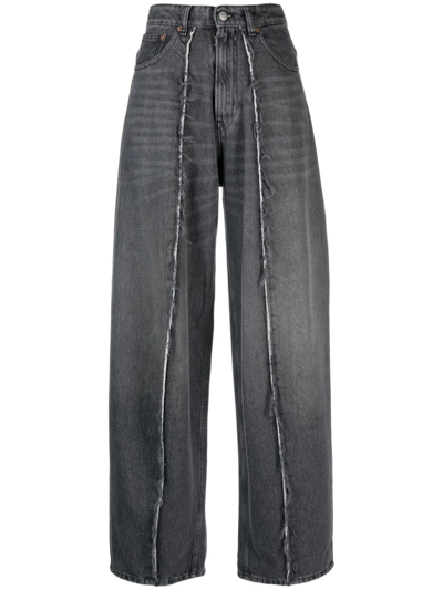 Shop Mm6 Maison Margiela Wide Leg Jeans In Grey