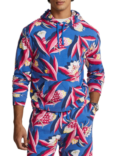Shop Polo Ralph Lauren Men's Floral French Terry Hoodie In Blue