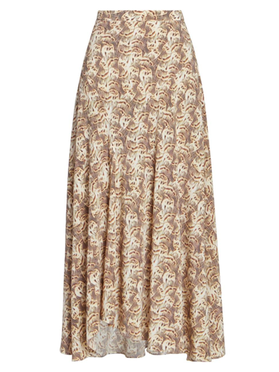 Shop Isabel Marant Women's Sakura Abstract Silk-blend Midi-skirt In Natural