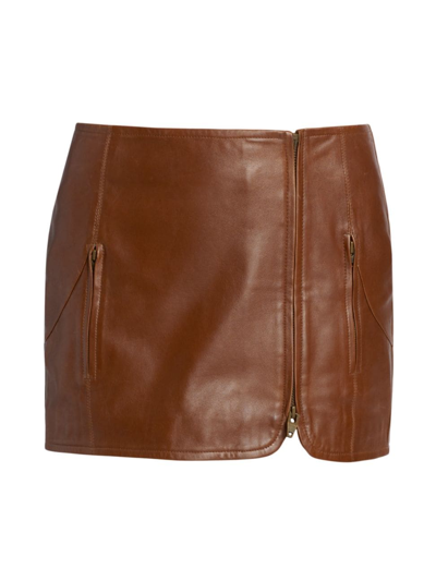 Shop Zeynep Arcay Women's Leather Miniskirt In Rust