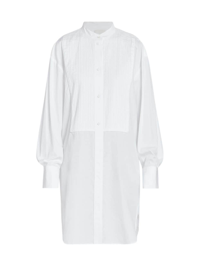Shop Isabel Marant Women's Rineta Pleated Cotton Shirtdress In White