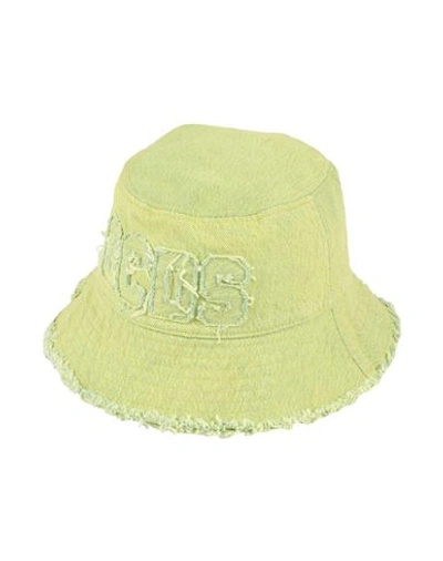 Shop Gcds Woman Hat Acid Green Size Ii Cotton