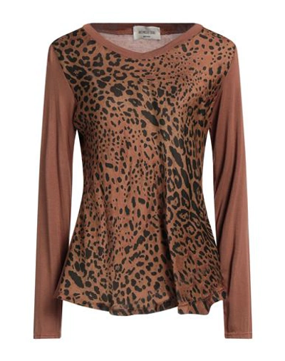 Shop Antonello Serio Woman T-shirt Brown Size 4 Viscose, Elastane, Silk
