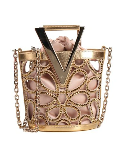 Shop Roger Vivier Woman Handbag Gold Size - Leather, Textile Fibers