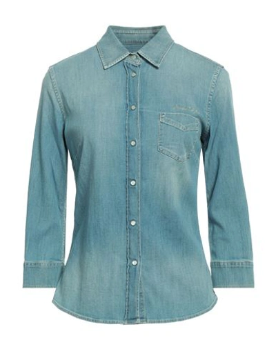 Shop Jacob Cohёn Woman Denim Shirt Blue Size S Cotton, Elastane