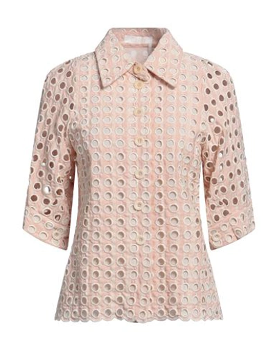 Shop Chloé Woman Shirt Light Pink Size 8 Cotton, Viscose, Linen