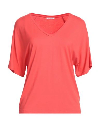 Shop Just In Case Woman T-shirt Coral Size 6 Viscose, Elastane In Red