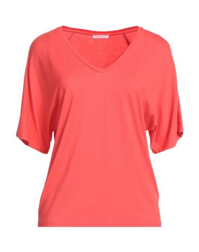 Just In Case Woman T-shirt Coral Size 4 Viscose, Elastane In Red