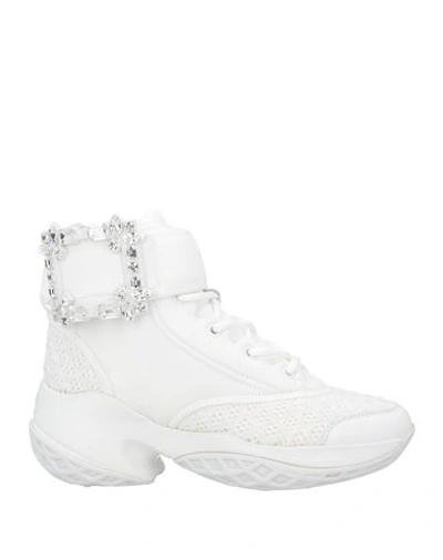 Shop Roger Vivier Woman Sneakers White Size 5.5 Leather, Textile Fibers