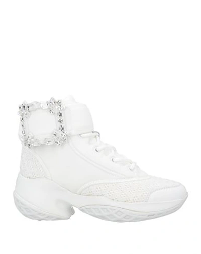 Roger Vivier Woman Sneakers White Size 8 Leather, Textile Fibers In White