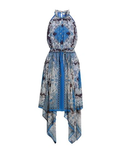 Shop Twinset Woman Midi Dress Azure Size L Polyester In Blue