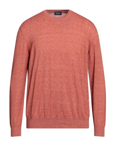 Shop Drumohr Man Sweater Rust Size 42 Cotton In Red
