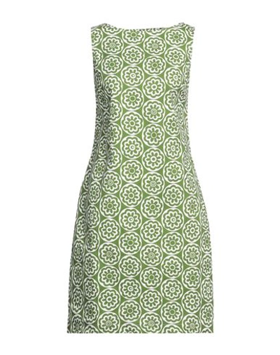 Shop Camicettasnob Woman Mini Dress Green Size 12 Cotton, Elastane