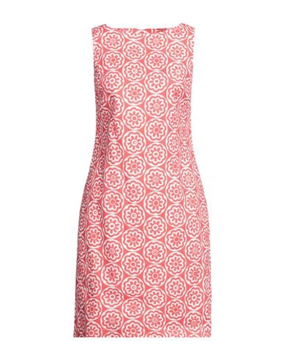 Shop Camicettasnob Woman Mini Dress Coral Size 10 Cotton, Elastane In Red