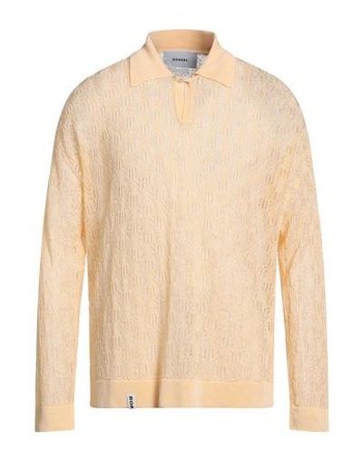 Bonsai White Oversized Open Knit Polo In Orange