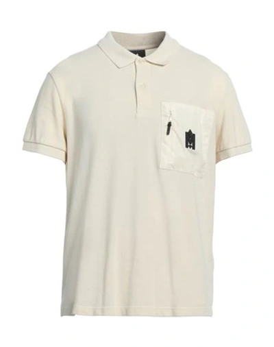 Shop Mackage Man Polo Shirt Cream Size Xxl Organic Cotton In White